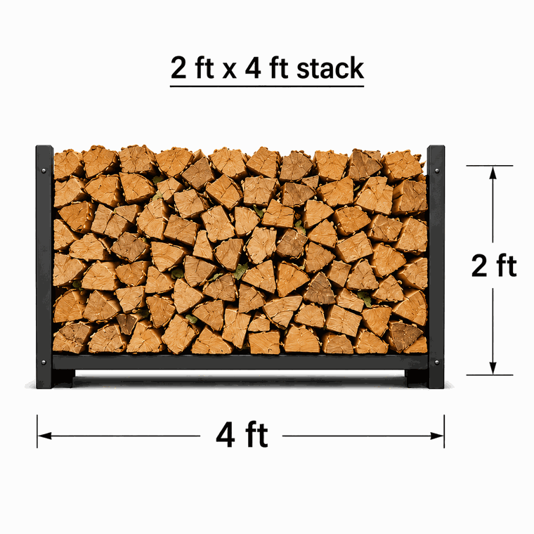 2 ft by 4 ft firewood stack, about 20 fires