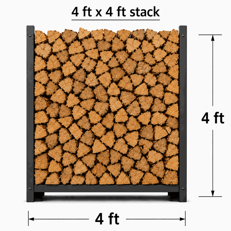 4 ft by 4 ft firewood stack, about 40 fires