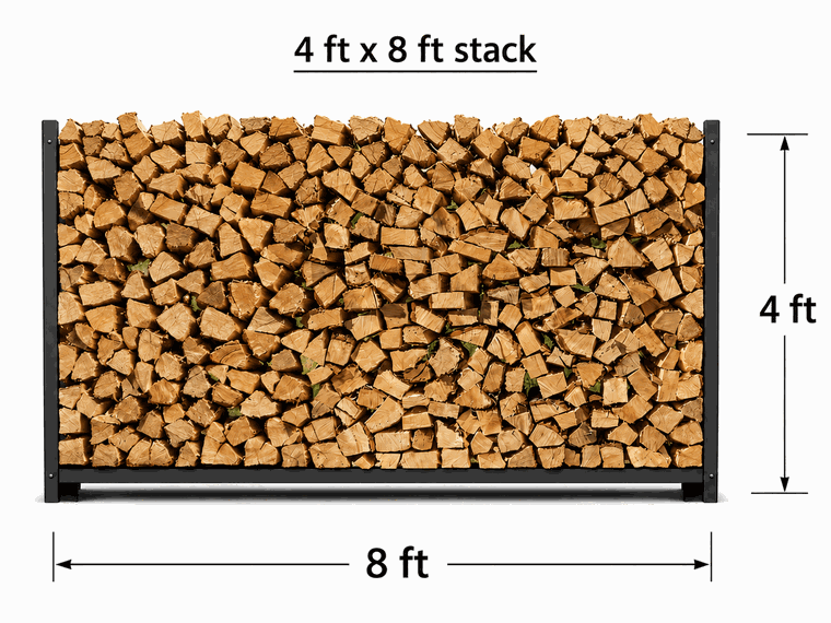 4 ft by 8 ft firewood stack, about 80 fires