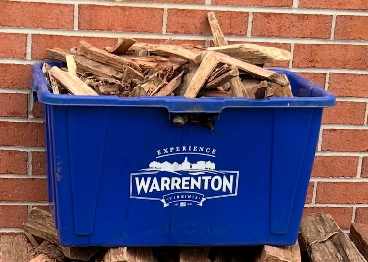 Kindling bin of kiln-dried hardwood
