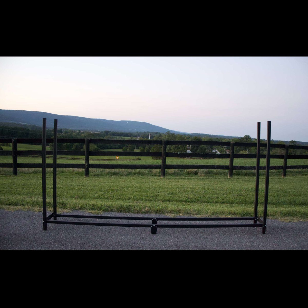 8 ft black steel firewood rack
